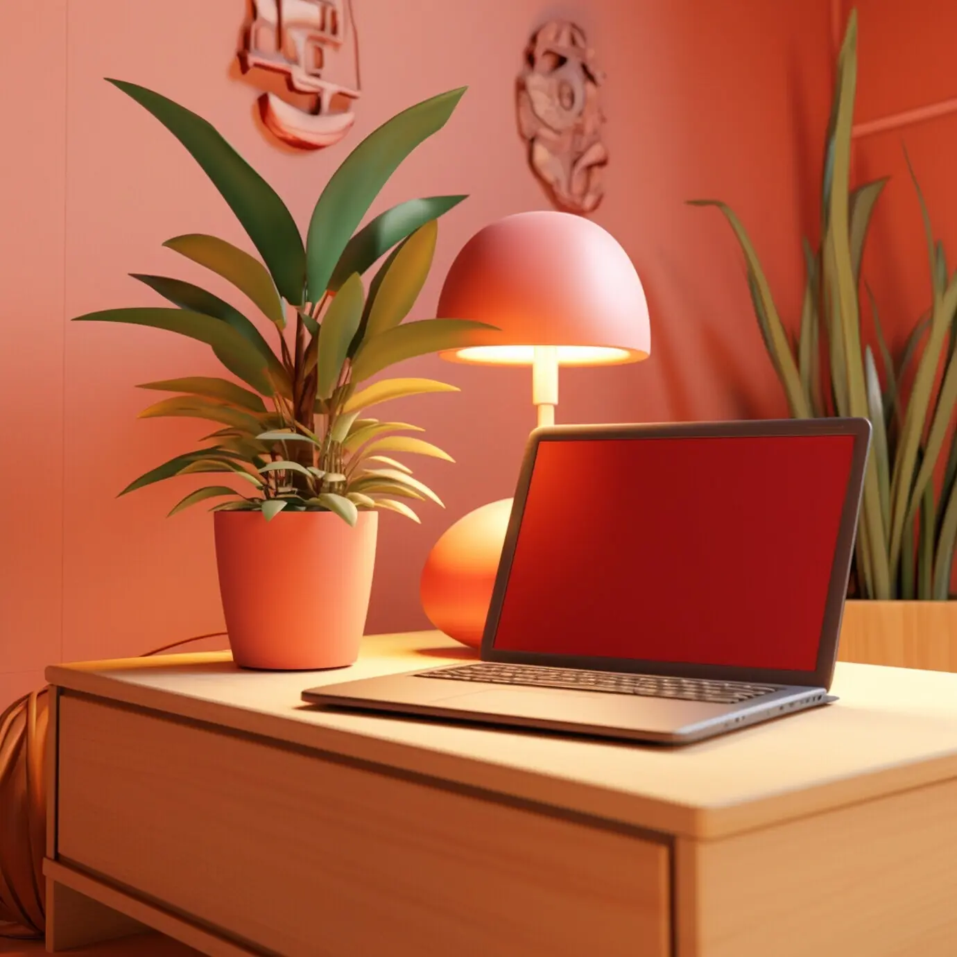 Ansicht eines 3D-Laptop-Geräts mit Bildschirm und Tastatur